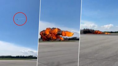 Plane Crash in Poland: Fighter Jet Crashes During Training Flight, Pilot’s Condition Unknown (Watch Video)