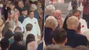 PM Narendra Modi Attends Anant Ambani-Radhika Merchant’s Shubh Aashirwad Function in Mumbai; Video Surfaces