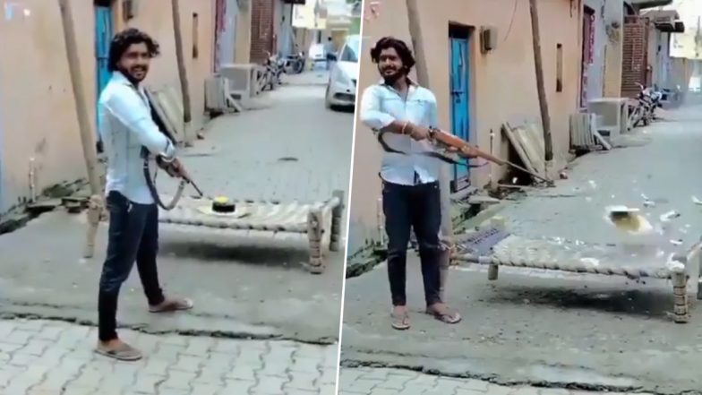 Uttar Pradesh: Man Making Social Media Reel Uses Gun to Cut Cake in Ghaziabad, Videos Go Viral