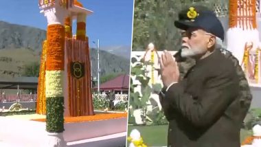 Kargil Vijay Diwas 2024: PM Narendra Modi Pays Tribute to Kargil War Heroes At War Memorial in Drass (Watch Video)