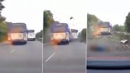 Road Accident Caught on Camera in Hyderabad: 2 Techies Killed, Several Others Injured After Car Loses Control and Crashes Into Bus After Colliding With Bike; Disturbing Video Surfaces
