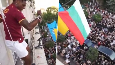 YouTuber IShowSpeed Does Cristiano Ronaldo’s Iconic ‘SIUUU’ Celebration From a Balcony in Bulgaria Before a Sea of Fans, Video Goes Viral