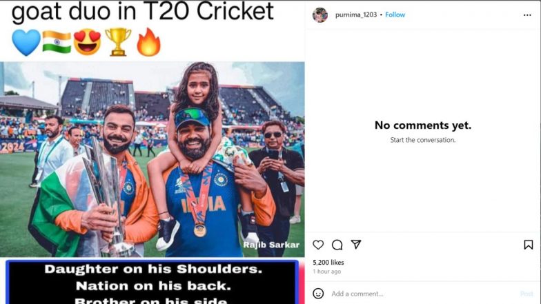 'Salamat Rahe Dostana....' Rohit Sharma’s Mother Purnima Sharma Shares Heartfelt Post for Son and Virat Kohli After T20 World Cup 2024 Title Triumph