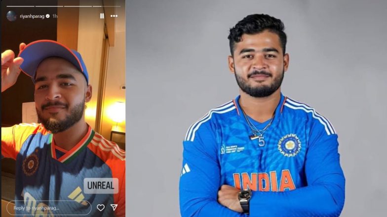 Riyan Parag Dons Team India Jersey For First Time Following Selection In Men in Blue Squad For IND vs ZIM T20I Series 2024, Calls the Feeling 'Unreal' (See Pic)