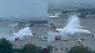 Team India&rsquo;s Flight From Delhi Welcomed With Water Cannon Salute at Airport Upon Arrival in Mumbai Ahead of Much-Awaited Victory Parade (Watch Video)