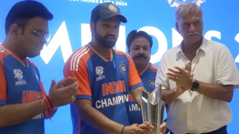 Rohit Sharma Brings T20 World Cup Trophy to BCCI Headquarters in Mumbai After Victory Parade (See Video)