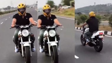 MS Dhoni Spotted Riding Yamaha R1-Z Bike on the Roads of Ranchi Post 43rd Birthday Celebration, Video Goes Viral