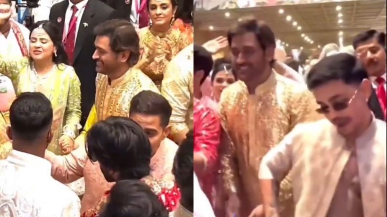 MS Dhoni Dances Alongside Ishan Kishan During Anant Ambani-Radhika Merchant’s Wedding Function, Video Goes Viral