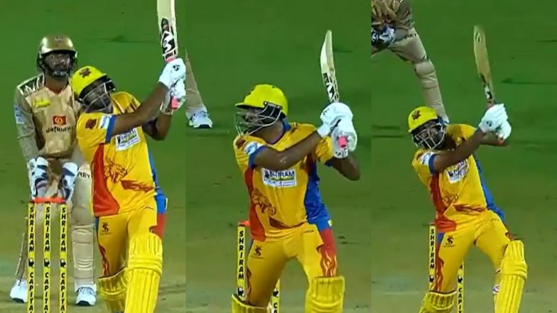 Ravichandran Ashwin Smashes 20 Ball 45 as an Opener for Dindigul Dragons Against Chennai Super Gillies During TNPL 2024 (Watch Video)