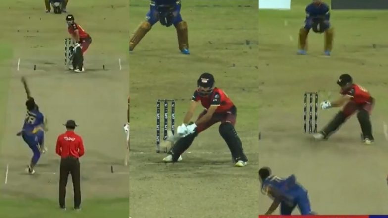 Mohammad Haris Plays a Cheeky Reverse Lap to Asitha Fernando for a Six During Kandy Falcons vs Jaffna Kings LPL 2024 Match (Watch Video)