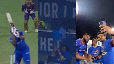 Kieron Pollard's Huge Six Hits Spectator On Shoulder During Los Angeles Knight Riders vs MI New York MLC 2024 Match, Caribbean Star Gifts Her Signed Cap With Apology (Watch Video)