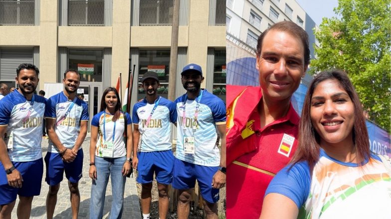 Indian Fencer CA Bhavani Devi Meets Tennis Star Rafael Nadal Inside Games Village On the Sidelines of Paris Olympics 2024, Shares Picture