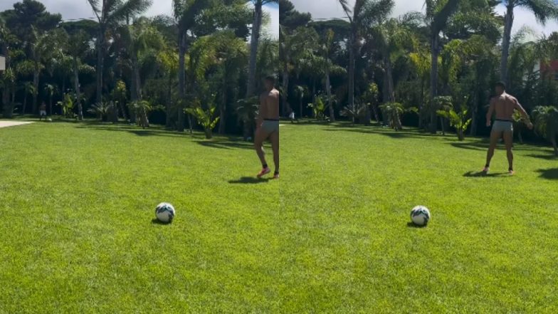 Cristiano Ronaldo Enjoys Quality Time During Vacations by Playing Football With Kids, Partner Georgina Rodriguez Shares Adorable Video on Instagram