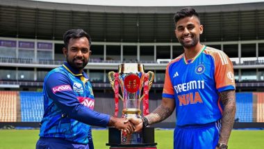 Suryakumar Yadav, Charith Asalanka Pose With Trophy Ahead of IND vs SL T20I Series 2024 (See Pics)