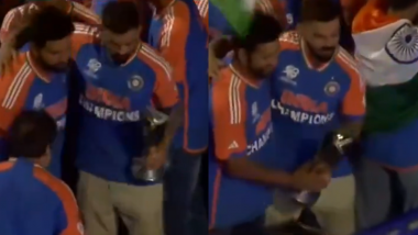 Virat Kohli Asks Rajeev Shukla To Step Aside and Invites Rohit Sharma at Front During Team India’s Victory Parade, Video Goes Viral