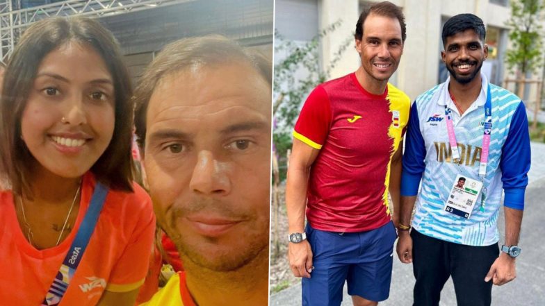 Ayhika Mukherjee, Satwiksairaj Rankireddy and Other Indian Athletes Meet Rafael Nadal At Olympic Games Village in Paris (See Pic)