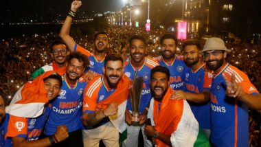 Team India’s Victory Parade Photo Gallery: A Look at 10 Memorable Pictures From Indian Cricket Team’s T20 World Cup 2024 Title Celebrations