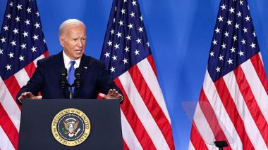 US President Joe Biden's Gaffe at NATO Summit, Calls Volodymyr Zelenskyy 'Vladimir Putin'; Later Calls Kamala Harris as 'Vice President Donald Trump' (Watch Video)