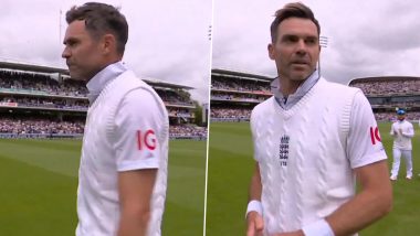 James Anderson Retires: England Legend Waves to the Crowd Bidding Farewell As He Leads the Team Off Lord's Cricket Ground For Final Time in His International Career (Watch Video)