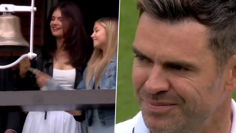 James Anderson's Daughters Ring the Lord's Cricket Ground Bell in His Final Test Match At Start of ENG vs WI 1st Test 2024 (Watch Video)