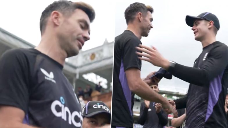 James Anderson's Emotional and Motivational Speech While Handing Over Debut Cap to Wicketkeeper-Batter Jamie Smith Ahead of ENG vs WI 1st Test 2024 Goes Viral (Watch Video)