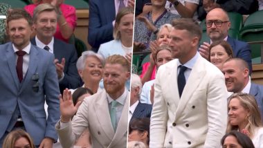 Jos Buttler, Joe Root and Ben Stokes Receive Warm Welcome From Crowd During Cameron Norrie vs Alexander Zverev Third-Round Match at Wimbledon 2024 (Watch Video)