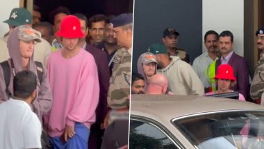 Justin Bieber Arrives in Mumbai, Set to Perform at Anant Ambani and Radhika Merchant’s Sangeet Ceremony (Watch Video)