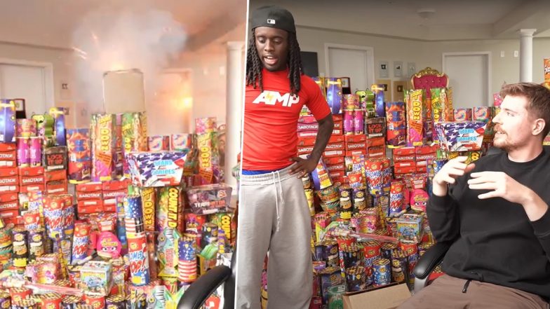 Is Kai Cenat’s House on Fire? Twitch Streamer’s Collab With MrBeast Led to Massive Firework Explosion, but Is It Real? Netizens Claim Viral Video As ‘Fake’