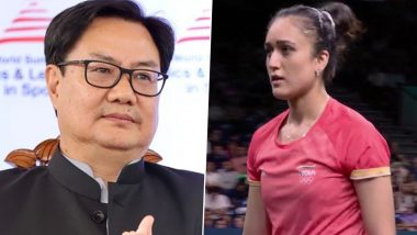 Union Minister Kiren Rijiju Reacts After Manika Batra Makes History at Paris Olympics 2024, Says 'Keep Up the High Spirit' (See Post)