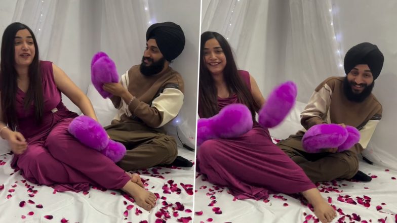 Kulhad Pizza Couple New Viral Video: Sehaj Arora and Wife Gurpreet, of Controversial 'Leaked MMS' Fame, Engage in Romantic Pillow Fight (Watch)