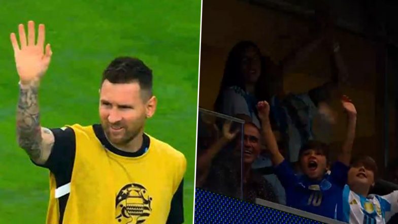 Lionel Messi Waves at His Family During Warm-Up Before Argentina vs Ecuador Copa America 2024 Quarter-Final (Watch Video)