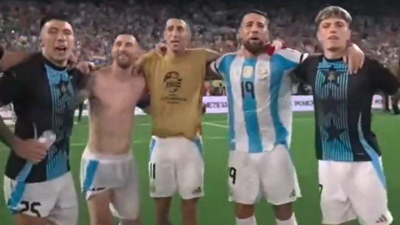 Shirtless Lionel Messi and Other Argentina Players Celebrate in Team Huddle After Qualifying for Copa America 2024 Final, Video Goes Viral