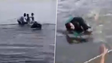 Hyderabad: Man Attempts Suicide by Driving Car With 3 Children Into Imamguda Lake, Alert Locals Rescue All