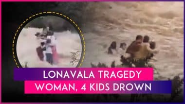 Lonavala Waterfall Tragedy: Five of Family Swept Away by Gushing Water Near Bhushi Dam, Three Bodies Recovered; Search Continues for Missing Two