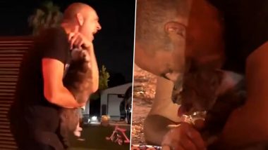 Purrfect Rescue! Los Angeles Firefighters Save Cat Named Cheetah From Burning Home in Tarzana, Emotional Moment of Homeowner's Reunion With His Pet Will Melt Your Heart (Watch Video)