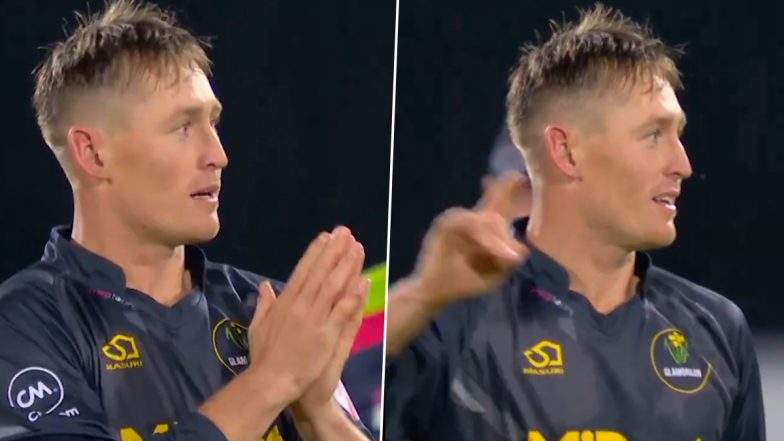 Marnus Labuschagne Performs 'Namaste-Like' Celebration After Dismissing Marcus O'Riordan During Kent vs Glamorgan Vitality T20 Blast 2024 Match (Watch Video)