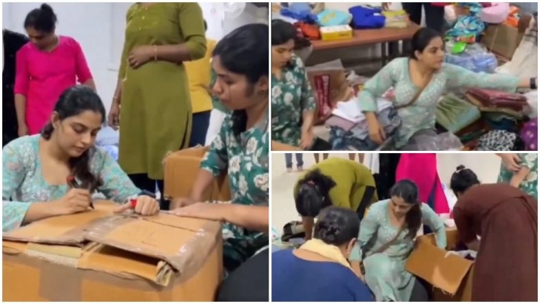 Nikhila Vimal Takes Lead in Relief Supplies Volunteering for Wayanad Landslides Victims, Video of ‘Guruvayoor Ambalanadyil’ Actress’ Helpful Gesture Goes Viral – WATCH!