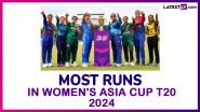 Most Runs in Women’s Asia Cup T20 2024: Get Updated List of Batters Standings With Leading Run-Scorers at ACC Women’s Asia Cup