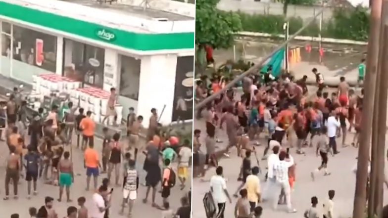 Uttar Pradesh: Kanwariyas Break Glass Window, Thrash Petrol Pump Employee in Muzaffarnagar After He Asks Them To Not Smoke Beedi Near Fuel Depot (Watch Video)