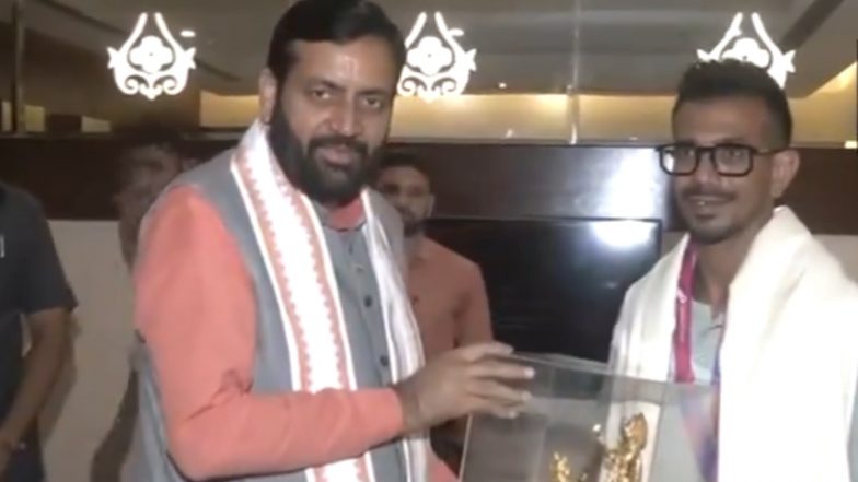 Haryana CM Nayab Singh Saini Honours Yuzvendra Chahal After T20 World Cup 2024 Triumph (Watch Video)