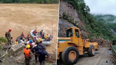 Landslide Sweeps Passenger Bus in Nepal: 65 People, Including Seven Indians, Believed to Be Missing in Trishuli River After Landslide at Simaltal Area, Say Media Reports (Watch Videos)