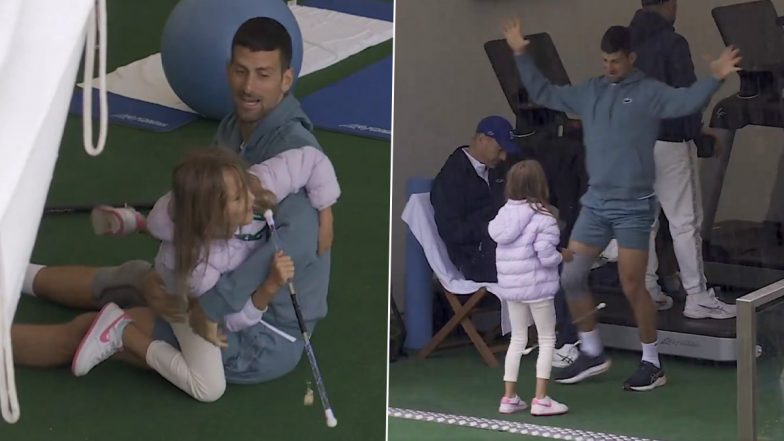 Novak Djokovic Spends Time With Daughter Tara on Sidelines of Wimbledon 2024 Third-Round Match Against Alexie Popyrin (Watch Video)