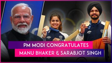 Paris Olympics 2024: PM Narendra Modi Congratulates Manu Bhaker and Sarabjot Singh for Winning Bronze in Mixed 10M Air Pistol Team Event