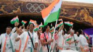 PV Sindhu, Achanta Sharath Kamal Carry Indian Flag During Paris Olympics 2024 Opening Ceremony on Seine River (Watch Video)