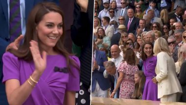 Princess of Wales Kate Middleton Attends Wimbledon 2024 Men's Singles Final, Makes Rare Public Appearance Since Revealing She Has Cancer (Watch Video)