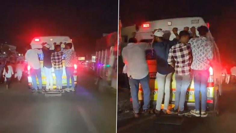 Pune: Four Youth Hang on the Back of Moving Ambulance in Dive Ghat, Viral Video Surfaces