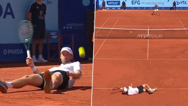 Quentin Halys Pulls Off Fascinating Shot Despite Falling Down During Swiss Open 2024 Quarterfinal Against Gustavo Heide (Watch Video)