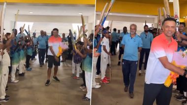 Rahul Dravid Receives Guard of Honour From Kids at a Cricket Academy After T20 World Cup 2024 Triumph (Watch Video)