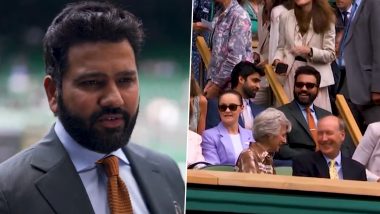 Wimbledon 2024: Rohit Sharma Attends Daniil Medvedev vs Carlos Alcaraz Semi-Final Clash (Watch Video)