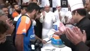 Rohit Sharma, Virat Kohli Cut Cake Replicating T20 World Cup 2024 Trophy As Team India Reach Delhi (Watch Videos)